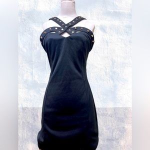 Bohme Love Posh Knit Mini Gold Studded Strappy Dress